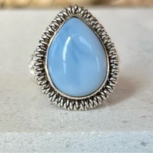 Beautiful Blue Larimar Silver Ring - Size 5